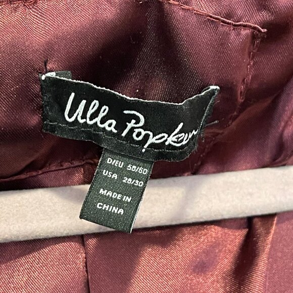 Ulla Popken Faux Fur Burgundy Coat Sz 20/30 USA Button-Down Longline Soft Outerw - Picture 4 of 5